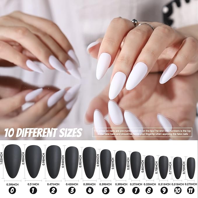 FANDAMEI Press on Nails, 12 Packs 288PCS Matte Press on Nails, Medium Almond Fake Nails Full Cover, Short Almond Glue on Nails with 7g Nail Glue, 12 Solid Color False Nails for Nail Art DIY