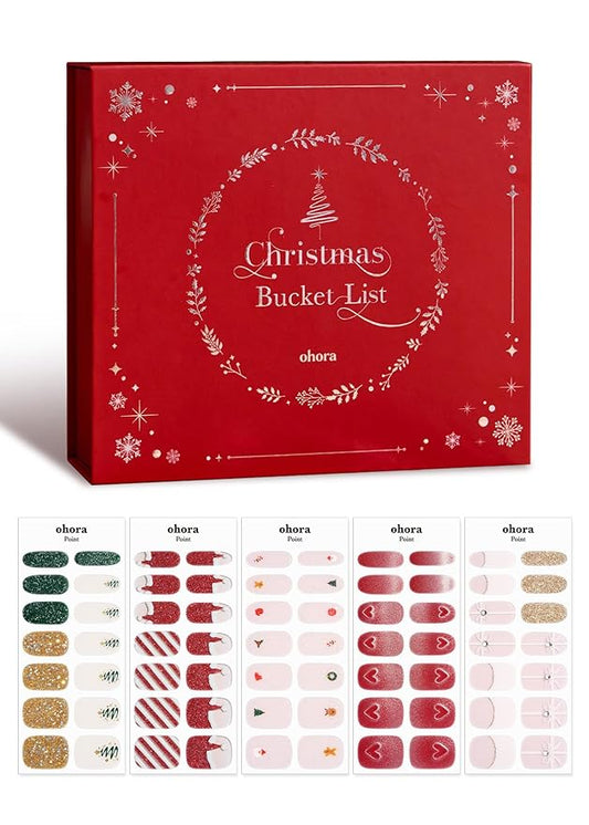 ohora Bundle Set (Christmas Bucket List Set (Limited Edition)) - Works with Any Nail Lamps, Salon-Quality, Long Lasting, Easy to Apply & Remove