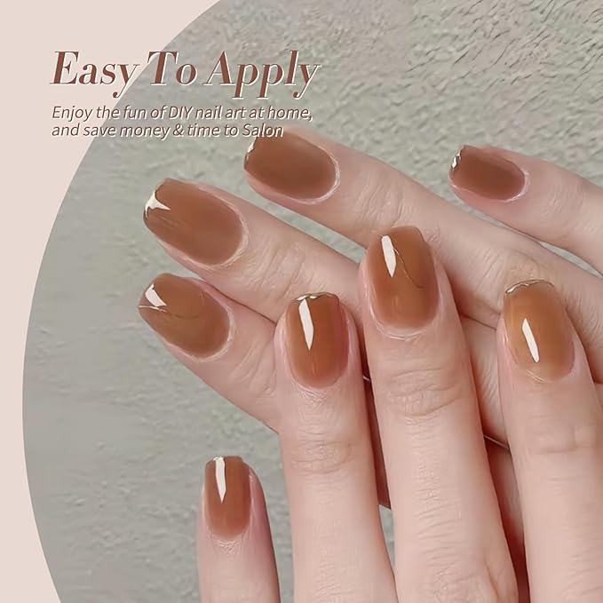 Born Pretty Jelly Gel Nail Polish Fall Winter Brown Nude Dark Wine Red Sheer Gel Nail Polish, Crystal Transparent Gel Polish Nail Art Manicure DIY Salon and Home 7ML 6PCS