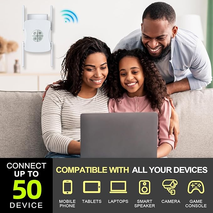 2400Mbps WiFi 6 Extender Signal Booster - 10K Sq.Ft Coverage w/5X Faster Internet Booster for Home & Outdoor | 5GHz Dual-Band Wireless Repeater with Ethernet Port, 4 Antennas Long Range for Router