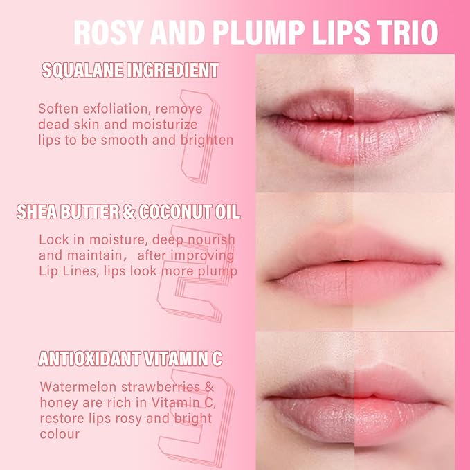 3 Pcs Honey Lip Balm, Bee (Honey+Strawberry+Watermelon)