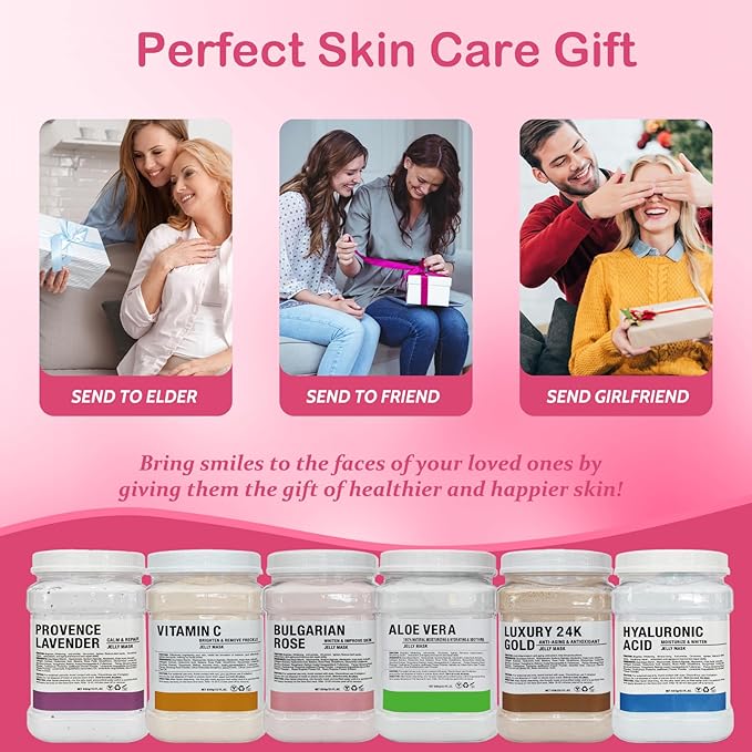 Jelly Mask for Facials Professional Natural Gel Face Masks, Hyaluronic acid Hydrating Rubber Mask Jar Face Mask SkinCare 23 Fl Oz (Rose).