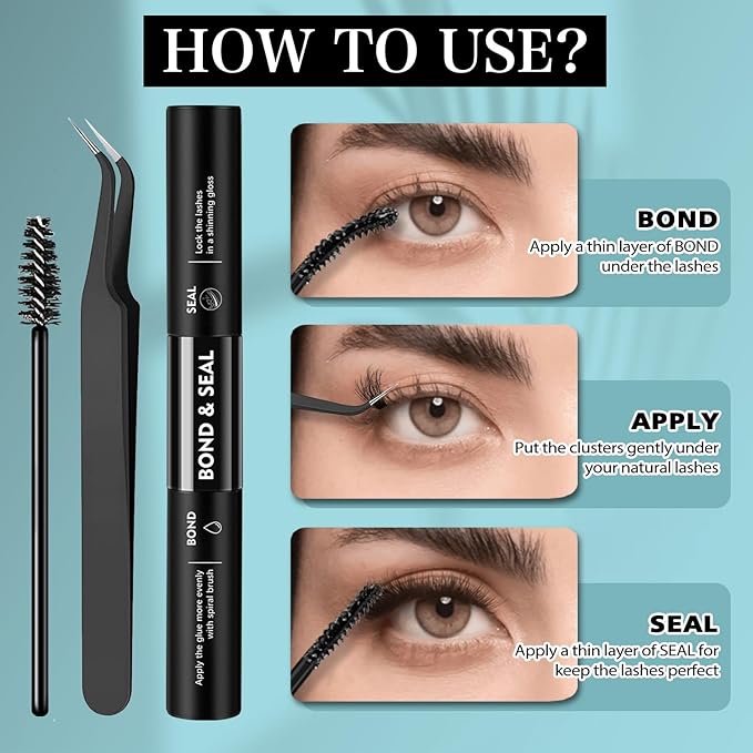 DIY 30-100P Lash Extension Kit Bond and Seal Tweezers Individual Volume Lash Clusters C Curl clut Individual Lashes Lash Clusters Kit Thick Eyelash Extension Kit 708pcs Thin Band