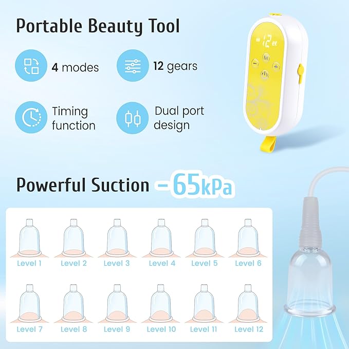 Electric Facial Cupping Set for Face – Portable 3-in-1 Facial Cupping & Gua Sha & Massage Tools and Scraping Device Reduces Puffiness, Sculpting, and Toning The Skin