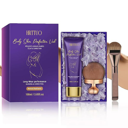 Body Coverage Perfector with Brush - Waterproof Leg & Body Makeup for Skin Imperfections & Uneven Tone, Transfer-Resistant Natural Finish Concealer, Flawless Looking Legs (Natural Radiance)