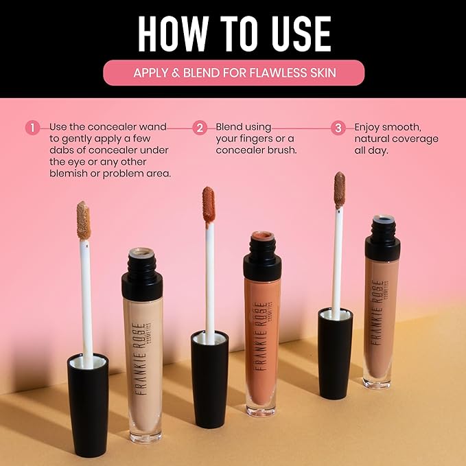 Frankie Rose Cosmetics Our Lil’ Secret Concealer - Full, Long Lasting Coverage for Dark Circles and Fine Lines - Easy to Blend - Soft, Smooth Complexion - Toffee