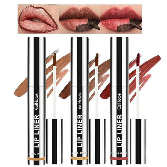 3 Colors Peel Off Lip Liner Tattoo, Peel Off Lip Stain with Matte Finish, Long Wear Tattoo Lip Liner Lipstick, Long Lasting, Waterproof, Transfer-proof, Highly Pigmented Color