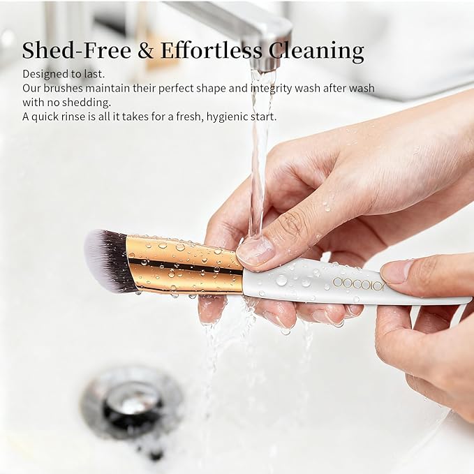 docolor Concealer Brush and Foundation Brush for Liquid Makeup, 2PCS Angled Kabuki Blending Makeup Brush Perfect for Liquid Cream Powder Blending,Stippling,Highlighter and Nose Contour