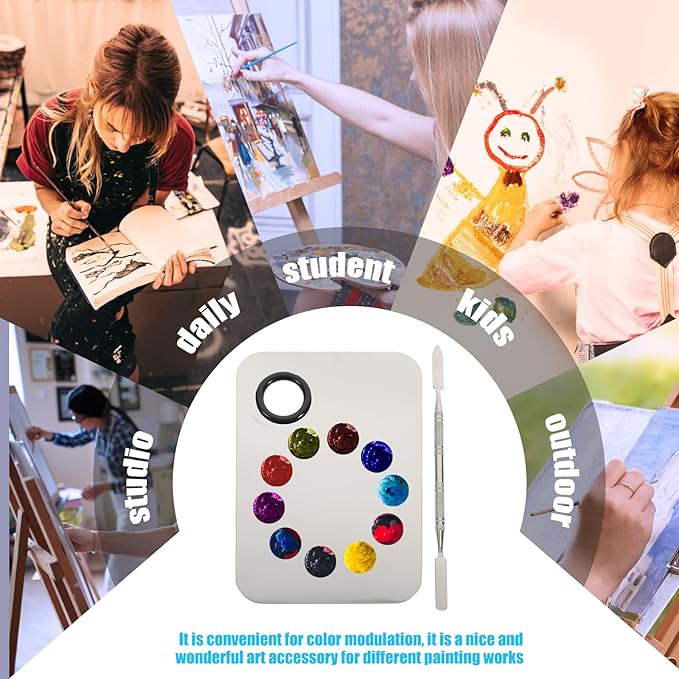 FOMIYES Makeup Palette, Makeup Mixing Palette, Stainless Steel