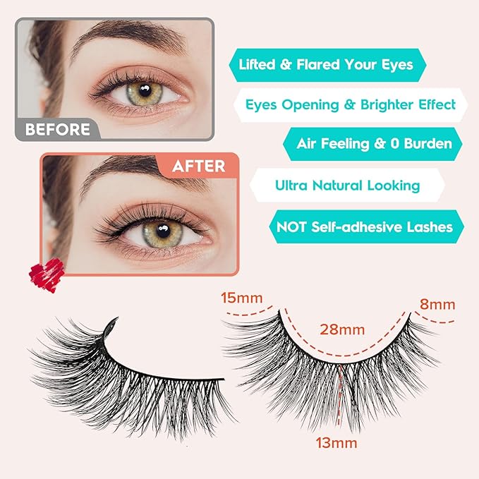 Lashes Cat Eye 15mm False Eyelashes Natural Lashes Strips Thin Band Wispy Lash Pack 3D Volume Fake Eyelash Curly 7 Pair Siligli