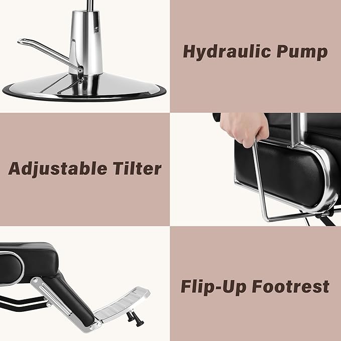 Barber Chairs for Barbershop Salon Chair Professional Heavy Duty Hydraulic Reclining for Salon Barbershop Hair Stylist Hair Armchair for Hair Stylist Black