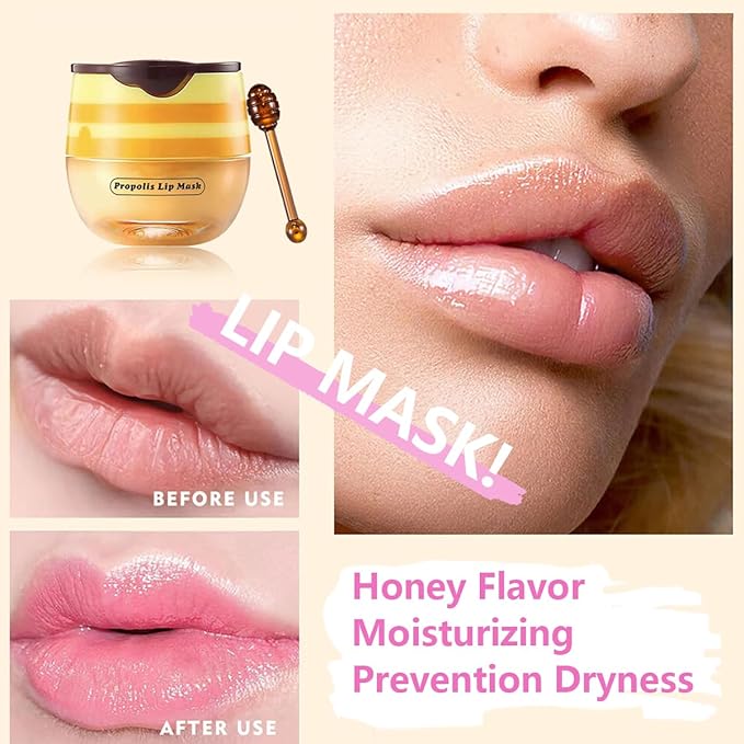 Honey Lip Balm, Honey Strawberry Apple Watermelon Lip Mask Overnight, Moisturizing Lip Sleeping Mask, Vitamin E Lip Masks, Repairs And Prevents Chapped Lips (Honey)