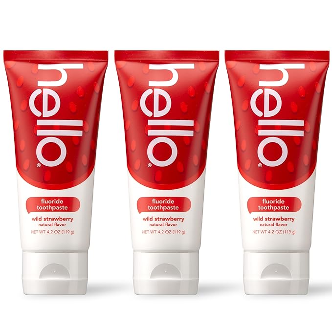 hello Wild Strawberry Kids Toothpaste with Fluoride, Strawberry Toothpaste for Kids, Safe for Ages 2 and Up, Helps Prevent Cavities, Strengthen Enamel, and Polishes Teeth, ADA Approved, 3 Pack, 4.2 Oz