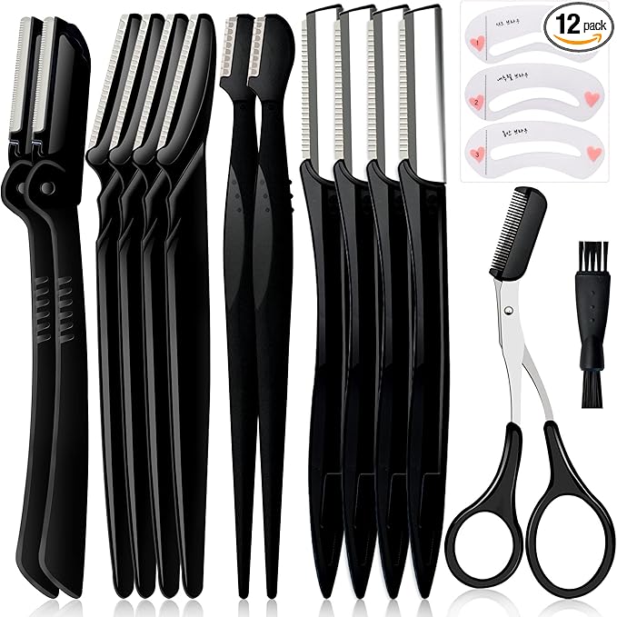 Eyebrow Razor Pack, Multipurpose Dermaplaning Face Razors for Women Facial Hair Removal/Exfoliating/Eyebrow Face Shavers/Peachfuzz, Bulk Straight Eyebrow Trimmers for Women