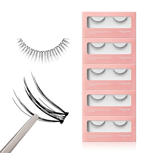 EYEME Cutting Eyelash NO.W36 – 5 Set Pack, Makeup Artist’s Pick! W-Cut Cluster Lashes with Short Front & Longer Center for a Natural, Deep Eye Look, Flexible & Lightweight, Glue Not Included, K-Beauty