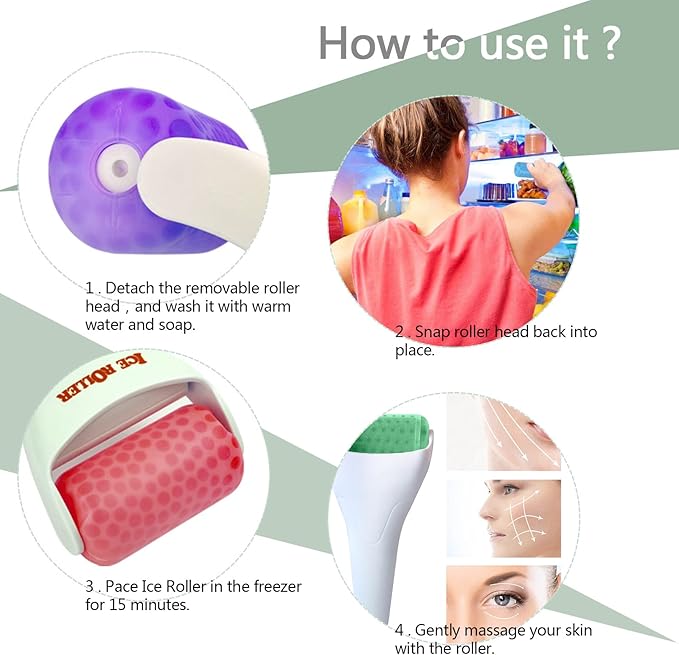 Ice Roller for Face,Cold Facial Massager for Eye Puffiness,Skin Care Tools for Migraine Relief and Blood Circulation (Blue)