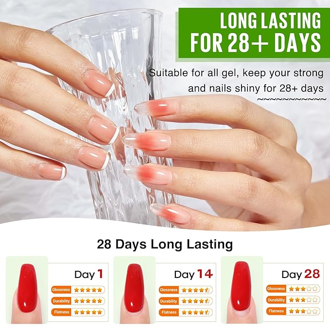 MEFA 2 Pcs 15ml Gel Top Coat and Base Coat Set, No Wipe Gel Nail Polish Base and Top Coat, Long Lasting Glossy Shine Effect Soak Off LED Nail Lamp Top Base Coat Nail Art DIY Manicure Holiday Gifts