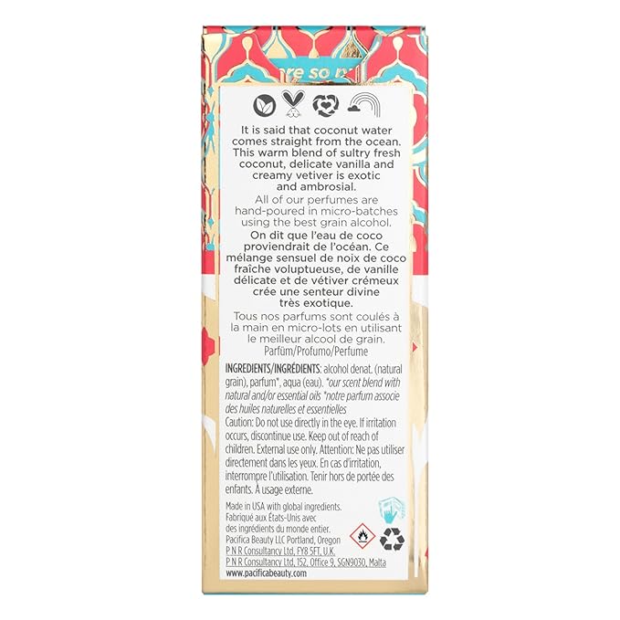 Pacifica Indian Coconut Nectar Perfume Spray – Tropical Vanilla & Coconut Fragrance, Layerable Beachy Perfume for Women, Clean, Non-Toxic, Vegan & Cruelty-Free Formula, All-Day Long Lasting