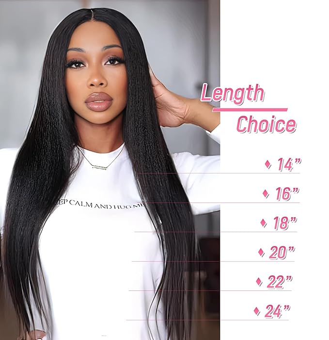 Essent Seamless Light Yaki Straight Clip in Hair Extensions Seamless Real Human Hair, 20 Inch 1Pack 130g 7Pcs Human Hair Extensions for Women Natural Black