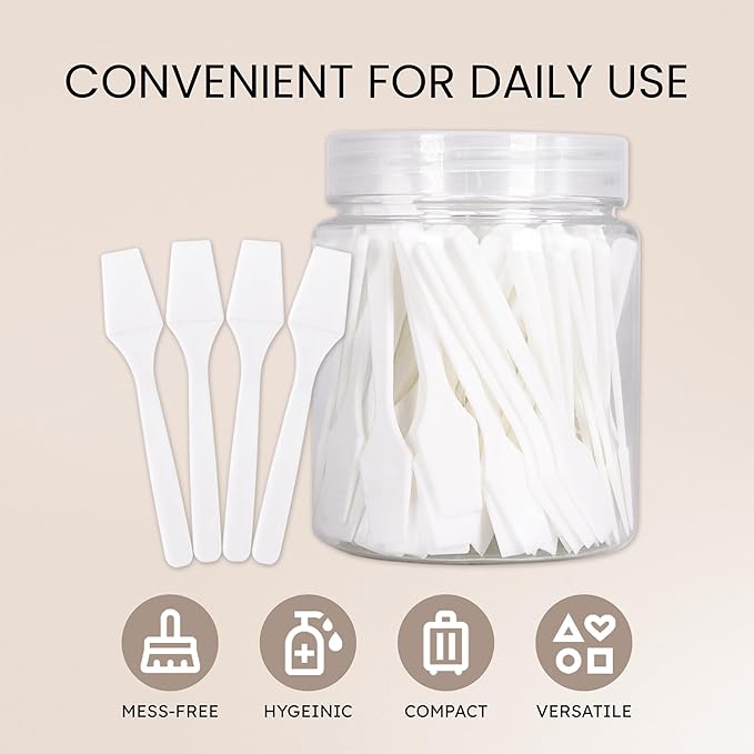 PANA (200 Pieces of White Color Cosmetic Make Up Disposable Plastic 2.5" Spatulas Skin Care Facial Cream Mask Spatula