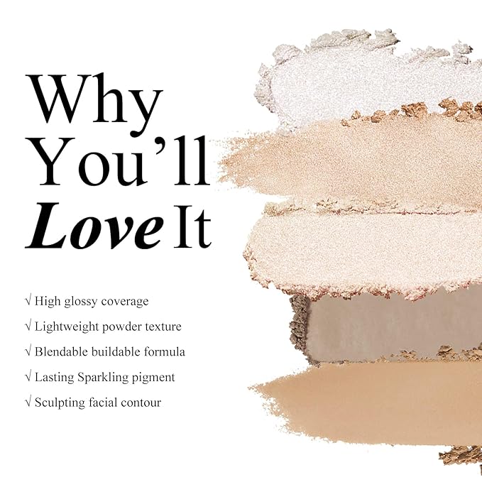 KYDA Face Sculpting Contour Palette, Smooth Matte Contour Pressed Powder, Ultra-fine Lightweight, Easy to Blend, Multiuse Baked Contour Makeup-TAUPE