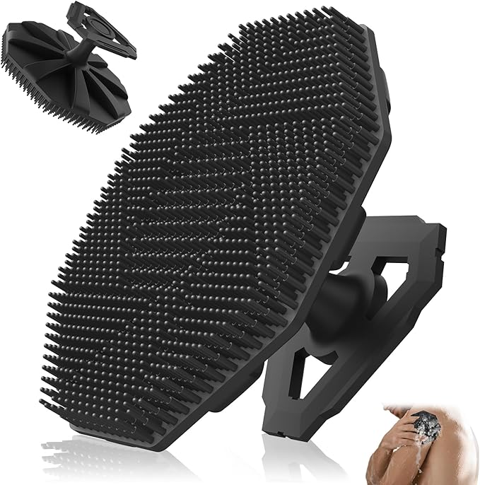 Soft Silicone Body Scrubber Brush, Non-Slip Handheld Cleansing Brush, Rich Foam, Deep Exfoliation, Brightening Skin, Comfortable Massage, for All Skin Types, Men and Women (Black)
