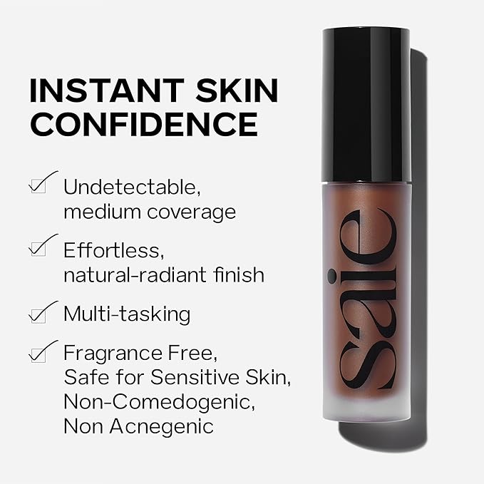 Saie Slip Tint Radiant Cream Concealer & All-Over Face Makeup - Concealer for Dark Circles, Redness & Blemishes - Lightweight Makeup Made with Hydrating Hyaluronic Acid - Shade 3 (0.17 oz)