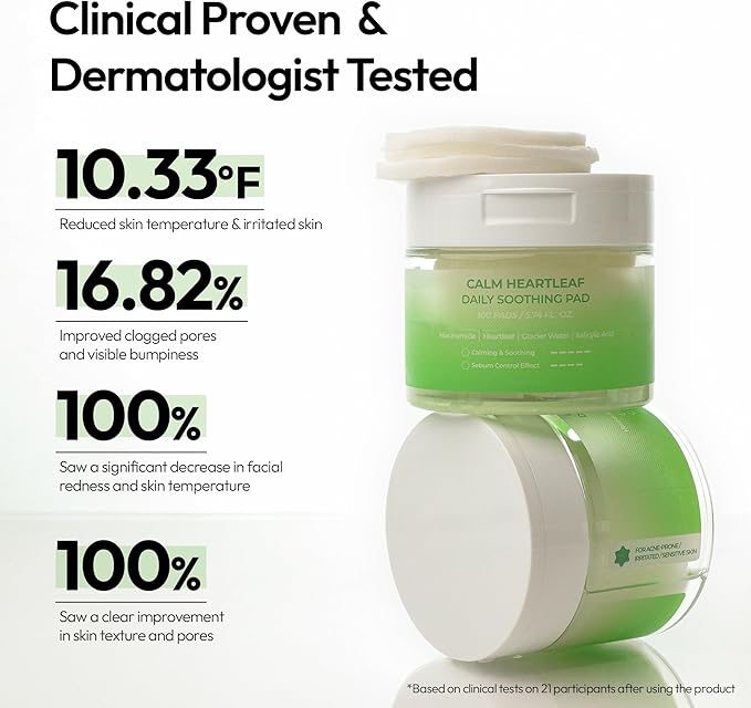 FreeGo Calm Heartleaf Daily Soothing Pad (100 Pads), K-Beauty Facial Toner Pads for Sensitive or Acne-Prone Skin, Instant Soothing Skin Repair