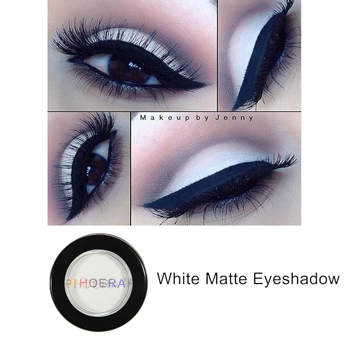 MEICOLY White Single Eyeshadow,Pressed Powder Matte Eye Shadow for Halloween SFX Mime Cosplay Makeup,White Cream to Powder Foundation for Makeup,High Pigment Eyeshadow for Day & Night