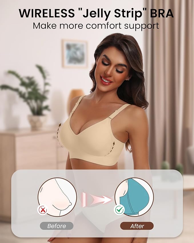 HORISUN Comfortable Seamless Full Coverage Bra for Women Wireless Bras with Soft Support Regular and Plus Size