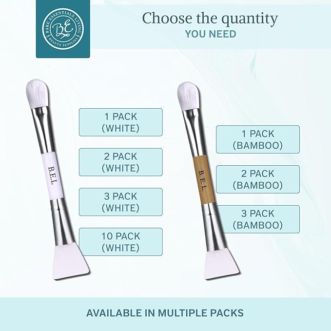 Bare Essentials Living - Clay Face Mask Brush (1 Pack, White) Dual Soft Silicone Face Mask Applicator Brush Tool, Great Facial Essentials, Moisturizer Applicator & Skincare Brush for Facials