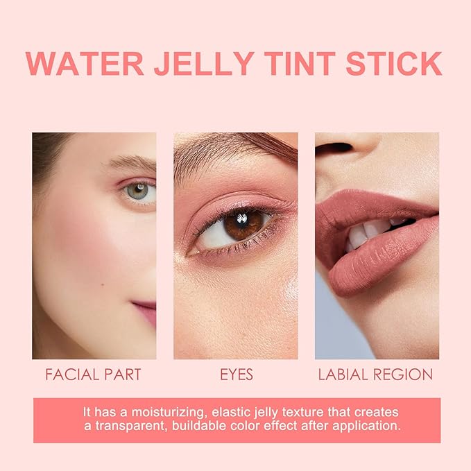 Milk Jelly Blush Cooling Water Jelly Tint, Milk Jelly Tint Jelly Blush Stick, Milk Lip And Cheek Stick, Sheer Lip & Cheek Stain, Jelly Tint Makeup (Red, Free Size)