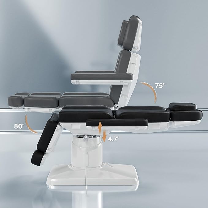 OmySalon Electrical Facial Beauty Spa Medical Treatment Bed, 120° Rotation Massage Tattoo Dental Aesthetic Chair with 3 Motors & Remote Control, Black