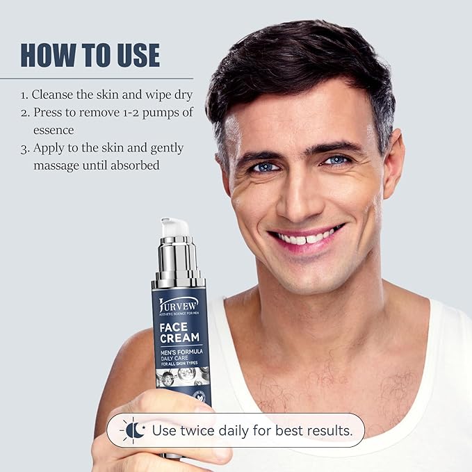 6-in-1 Face Cream for Men - Anti-Aging Moisturizer with Hyaluronic Acid & Niacinamide, Reduces Wrinkles, Dark Spots, Under Eye Bags, For Dry Skin, Daily Hydrating Face & Eye Treatment (1.7 Oz)