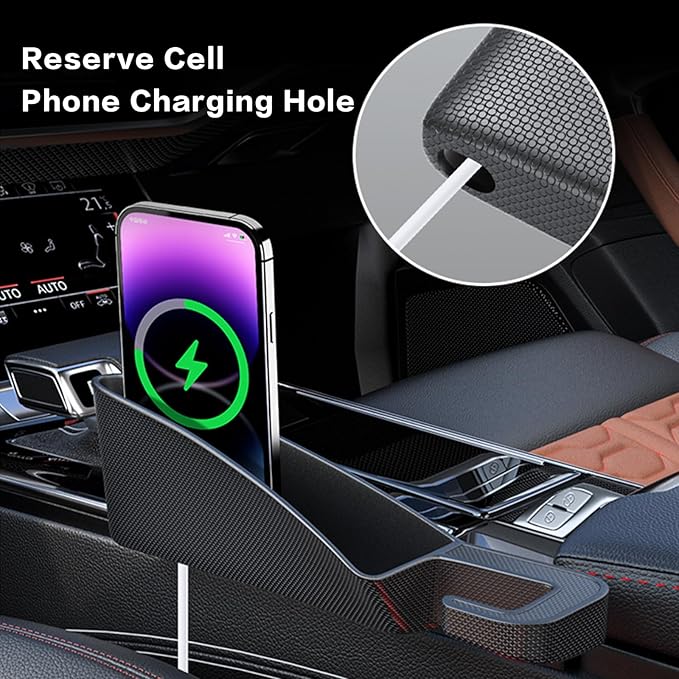 2025 Upgrade Short Car Seat Gap Filler, Seat Gap Organizer with Phone Holder, Car Seat Accessories, Car Organizer Fit Sedan SUV Truck-2PCS Black