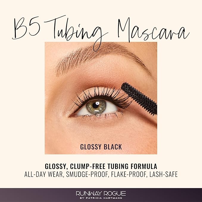 Runway Rogue B5 Tubing Mascara, Clump-Free, Smudge-Free, Lash-Lengthening Formula for Dramatic Eyes, ‘Glossy Black’