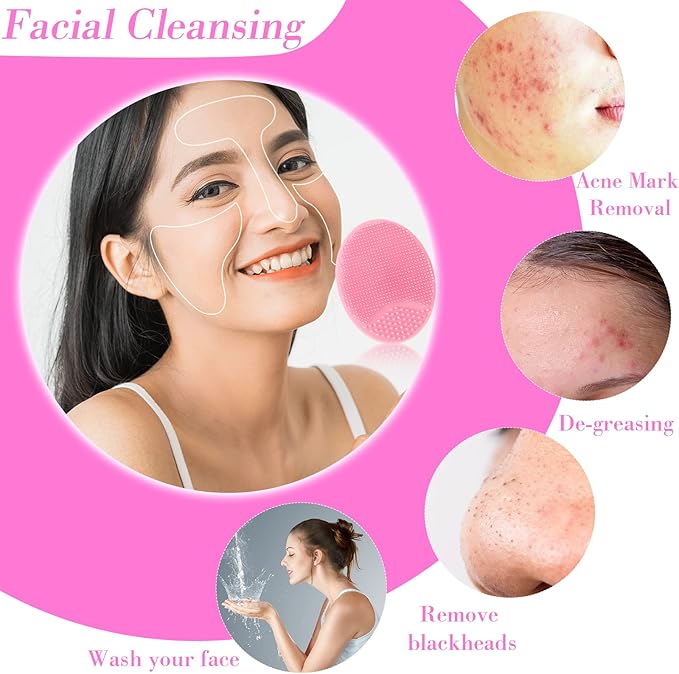 20 Pack Face Scrubber Soft Silicone Facial Cleansing Brush Face Wash Brush for Deep Cleaning Face Scrub Brush for Massage Face Exfoliator Blackhead Removing Face Cleansing Pads Silicon Face Cleaner