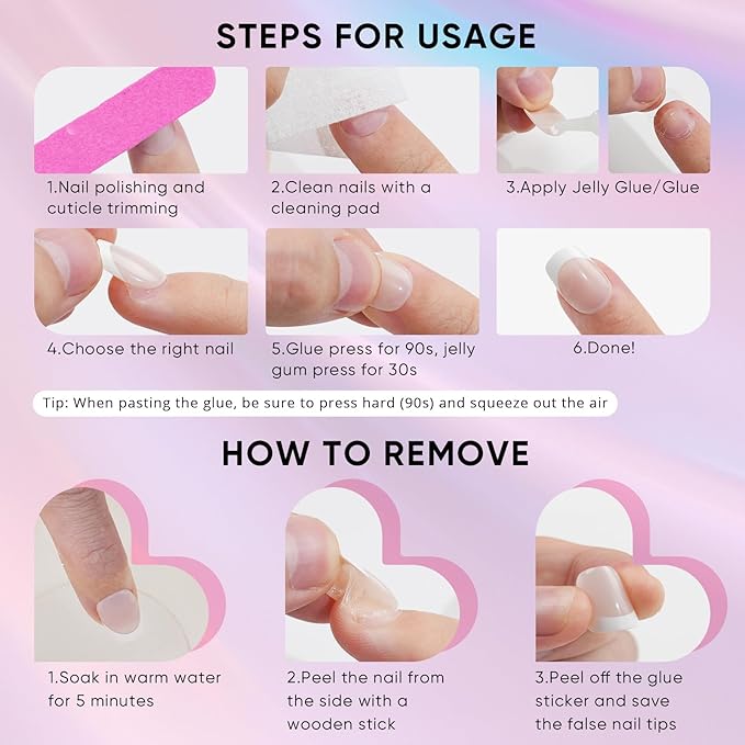 Press on Nails Short, Jofay Fashion Fake Nails, Two-color Ombre Cat Eye Press on Nails, Summer Acrylic False Nails, Reusable Stick on Nails for Women Girls, Glue on Nails Kit 32 Pcs, Amethyst Aurora