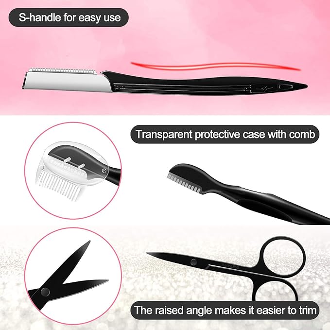 Eyebrow Razor, Eyebrow Kit, Multipurpose Exfoliating Dermaplaning Tool Face Razors for Women Girl, Eyebrow Grooming Set (11 in 1)