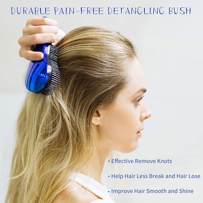 79STYLE 3pcs Detangler Brush Tangle Free Hair Brushes For Kids Knot Free No Pain Detangling Kids Hair Brush Combs For Women Curly Fine Hair (Size 7.4 Inch -Green)