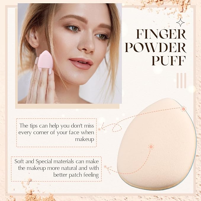 Gerrii 72 Pcs Finger Powder Puff Mini Makeup Sponge Soft Beauty Makeup Blender Puff for Foundation, Face Powder, Under Eye Setting, Concealer, Repair Cream, Cosmetic Tool (Pink, Beige, Blue, White)