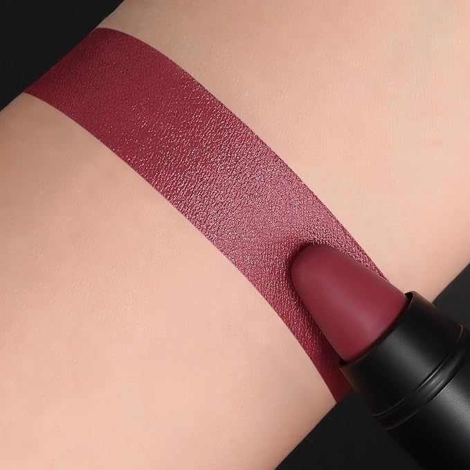 FOCALLURE Ultra Chic Matte Lipstick,Rich Vitamin E Lip Crayon,Lightweight Matte Color without Drying or Fading,Long Lasting Waterproof Lips Makeup,STUDDED KISS