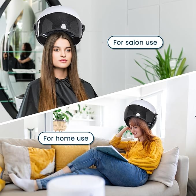 Hooded Hair Dryer, Professional Hood Dryer on Wheels, Sit Under Dryer, Standing Hair Dryer, White