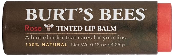 Burt's Bees 100% Natural Tinted Lip Balm, Rose with Shea Butter & Botanical Waxes – 2 Tubes