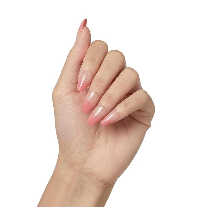 KISS Salon X-tend, Press-On Nails, Nail glue included, 'Detox', Medium Pink, Medium Size, Coffin Shape, Includes 30 Nails, 5Ml Led Soft Gel Adhesive, 1 Manicure Stick, 1 New Mini File, New Prep Pad