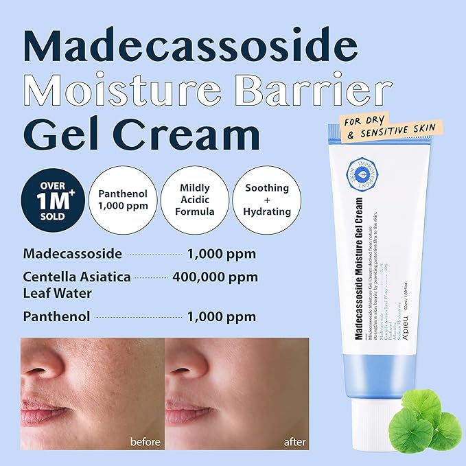 A'PIEU Madecassoside Moisture Gel Cream (1.69oz) - for Hydrating Dry and Sensitive Skin- Helps Soothe Damage and Maintain Optimal pH level- Centella Asiatica, Panthenol, Allantoin