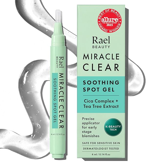 Rael Miracle Clear Spot Gel – Soothing Cream with Succinic Acid, Tea Tree, Calming Cica, Lightweight, Korean Skin Care (0.14 oz)