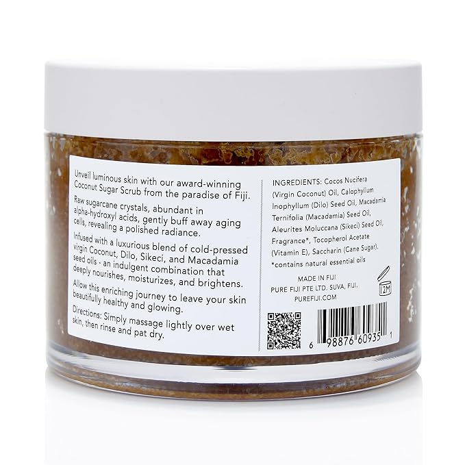 Pure Fiji Coconut Sugar Body Scrub, White Gingerlily (10.14 Oz /300ml)