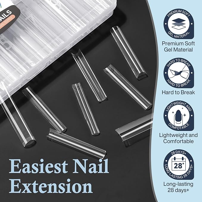 3XL No C Curve Square Acrylic Nail Tips, 120pcs Extra Long Straight Tapered Acrylic Gel Fake Nails, Matte Half Cover Clear Gelly Press on for Extension Manicure Home DIY 12 Sizes Gelly Tips