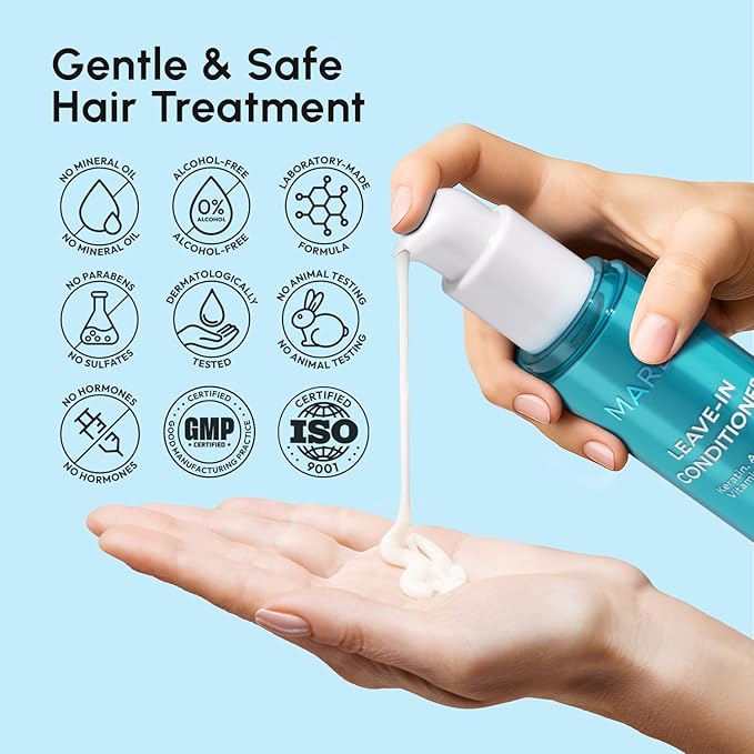 MAREE Leave In Conditioner for Dry Damaged Hair - Leave In Conditioner for Curly Hair - Care for Women & Men with Keratin & Argan Oil - Fine Spray Alternative Moisturizer - Acondicionador Para Cabello